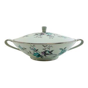 Noritake Lorene Round Covered Vegetable Dish Floral Handled #5764 Retired